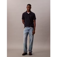 Calvın Kleın Erkek Marka Logolu Organik Pamuklu Polo Yakalı Kısa  Kollu Günlük Kullanıma Uygun Şık Görünümlü Lacivert Polo Yaka T-Shirt LV040EM269 Cef