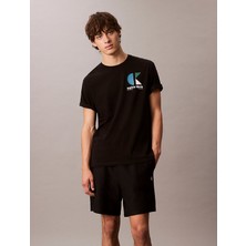 Calvın Kleın Erkek Marka Logolu Organik Pamuklu Günlük Kullanıma Uygun Siyah T-Shirt LV04RC827G Ub1