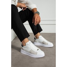 Erkek Sneaker F47 Beyaz Taş Günlük Spor Ayakkabı Yüksek Taban Rahat Tasarım
