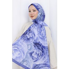 Pamuklu Desenli Koza Şal 70322-14 Saks Mavi