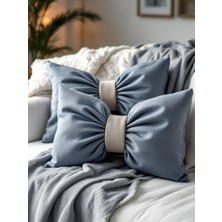 2'li Keten Set Fiyonk Görünümlü Dekoratif Yastık Dolgulu Fiyonk Hediye Yastık Kırlent (2 Adet)