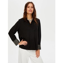 Faik Sönmez Kolları Boncuk Payet Işli Şık Kadın Gömlek W26GML011