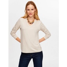 Faik Sönmez V Yaka Kadın Uzun Kol T-Shirt W26TSH003