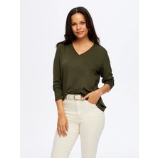 Faik Sönmez V Yaka Kadın Uzun Kol T-Shirt W26TSH003