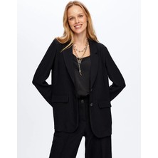 Faik Sönmez Kendinden Dokulu Astarsız Likralı Kadın Ceket UW26CKT017