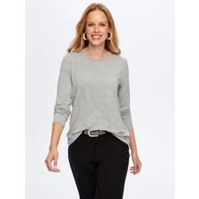 Faik Sönmez Yuvarlak Yaka Kadın Uzun Kol T-Shirt BW26TSH005