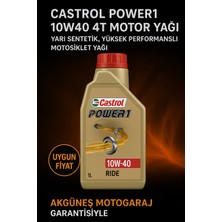 Castrol Power1 10W‑40 4t Motosiklet ve Scooter Motor Yağı | 1 Litre – Power Release + Trizone Koruma