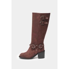 Mio Gusto Willow Kahverengi Küt Burun Biker Çizme