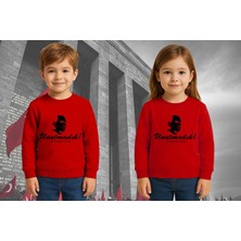 Unisex Ay Yıldızlı 19 Mayıs 29 Ekim 23 Nisan 10 Kasım Atatürk Çocuk 3 Iplik Şardonlu Sweatshirt
