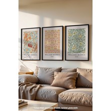 Dekoratif Morris 3'lü Siyah Çerçeveli Poster, Tablo Seti No:46