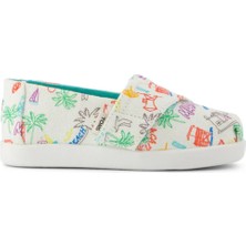 Kız Çocuk Espadril / Keten 10022107 Toms Alpargata Classic Sketchbook Print Marshmallow White