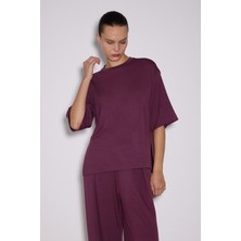 Babokah Yırtmaçlı Loose Fit Modal T-Shirt