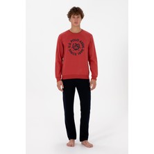 Erkek Bisiklet Yaka Uzun Kollu Pijama Takımı S26940 Rahat Kumaş