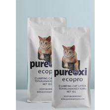 Pureoxi Ecopro Topaklanan Kokusuz, Bentonit Kedi Kumu, Ikili Paket 2X10 Lt – Toz Kontrollü