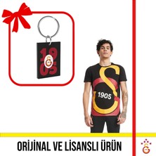 Galatasaray Lisanslı Siyah Büyük Logolu T-Shirt ve Sarı Kırmızı Logolu Anahtarlık