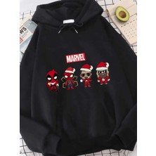 Yılbaşı Noel Marvel Baskılı Rahat Kalıp Şardonlu Sweatshirt