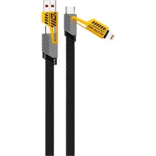 4 In 1 65/27 W 2 To 2 Flat Fast Wıre Cable Pd USB Type C Ios 4 Lü Hasır Şarj ve Data Kablo