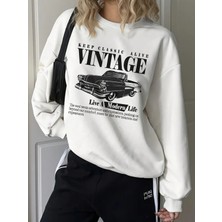 Keep Classic Alive Vintage Baskılı Rahat Kalıp Oversize Sweatshirt