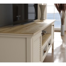 Hunerika Tilio Premium 2 Çekmeceli 2 Kapak Tv Ünitsi -Legnano/krem Minifiks Bağlantılı