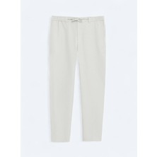 Bej Çizgili Dokuma Jogging Fit Casual Pantolon