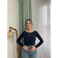 Vazıradk Basic Kayık Yaka Uzun Kollu Bluz