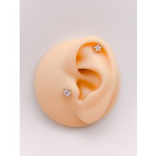 Cerrrahi Çelik Piercing ( Pirsing ) Zirkon Yıldız Tragus Helix Piercing (1ADET)