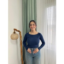 Vazıradk Basic Kayık Yaka Uzun Kollu Bluz