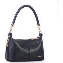 Nas Bag Kadın Mini Omuz ve Çapraz Çanta Örgülü Askılı (En: 23 cm , Boy: 14 Cm) Siyah Victoria