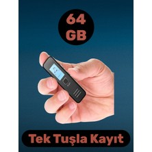 Ses Kayıt Cihazı LCD Ekranlı Güclü Batarya Kulaklık Hediyeli 64GB Cihaz Üzerinden Kayıt Dinleme Özelliği