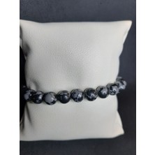 Mryart Siyah Gri Opsidyen Taşı Bileklik Unisex