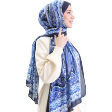 Etnik Desen Soft Şal 70295-07 Lacivert Saks
