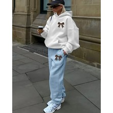 Amor Face Büyük Beden Özel Tasarım Kapüşonlu Leopar Kurdele Baskılı Modern Kışlık Kadın Eşofman Takımı