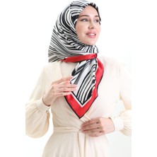 Dijital Rayon Eşarp 70301-10 Siyah Kırmızı