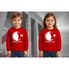 Unisex Ay Yıldızlı 19 Mayıs 29 Ekim 23 Nisan 10 Kasım Atatürk Çocuk 3 Iplik Şardonlu Sweatshirt