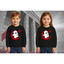 Unisex Ay Yıldızlı 19 Mayıs 29 Ekim 23 Nisan 10 Kasım Atatürk Çocuk 3 Iplik Şardonlu Sweatshirt