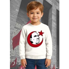 Unisex Ay Yıldızlı 19 Mayıs 29 Ekim 23 Nisan 10 Kasım Atatürk Çocuk 3 Iplik Şardonlu Sweatshirt