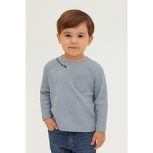Unisex Çocuk Happiness Nakışlı Cepli Fitilli Kaşkorse Tişört