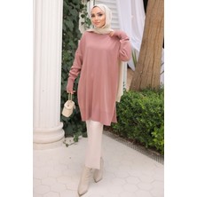 Gül Kurusu Soğuk Iplik Merserize Triko Kazak