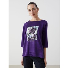 Lc Waikiki Yeni Sezon Bisiklet Yaka Çiçekli Kadın Tişört