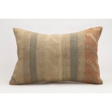 El Yapımı Kilimden Yapılmış Vintage Kırlent Kılıfı, Yün, 40X60 cm