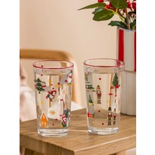 Yılbaşı Temalı Cam Bardak Seti 2'li 570 ml  (W5)