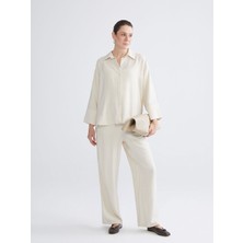 Lc Waikiki Yeni Sezon Beli Lastikli Dokulu Geniş Paça Kadın Pantolon