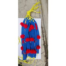 4 Sıra Boncuktu Püsküllü Büyükbaş Hayvan Boyunluğu Süsü 10 Adet