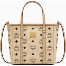 Mcm Mini Toni Tote Çanta, Nappa Deri & Kanvas Shopper