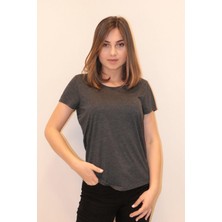 Rich Kadın Bisiklet Yaka T-Shirt %100 Pamuk Tişört