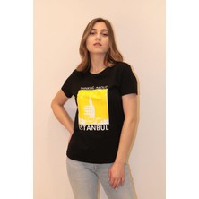 Kadın Bisiklet Yaka T-Shirt %100 Pamuk Tişört
