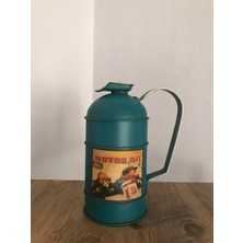 Dekoratif Metal Eskitme Lacivert Renk Yakıt Bidonu Kumbaralı Silindir Tip