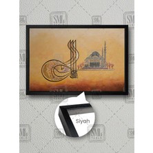 Osmanlı Turası Hat Sanatı Cami Islami Dekor Çerçeveli Yatay Kanvas Tablo