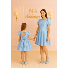 Anne Kız Sırtı Kalp Detaylı Saten Elbise (Sepete Ayrı Eklenmelidir Fiyatları Ayrıdır)