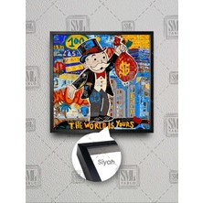 Monopoly Adam Kırmızı Dolar Kesesi The World Is Yours Çerçeveli Kare Kanvas Tablo